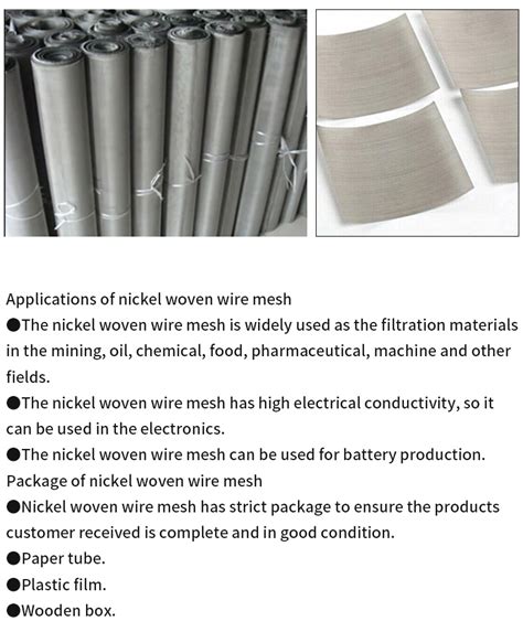 400 360 300 Nickel Mesh Pure Nickel Woven Wire Mesh 998 Nickel 200 Wire Mesh High Quality 400