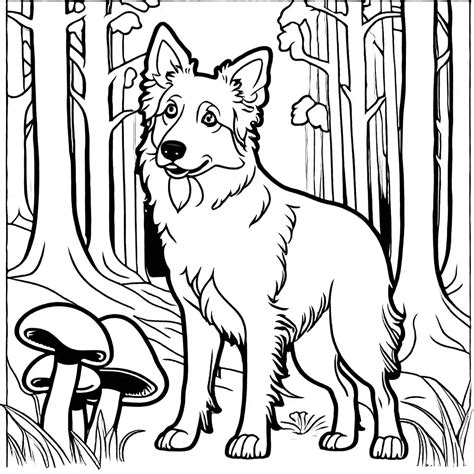 Australian Shepherd In A Magical Forest Coloring Page Lulu Pages