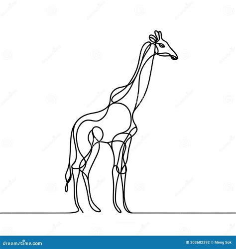 A Giraffe with a Lengthy Neck and Elegant Curves is Portrayed in a ...