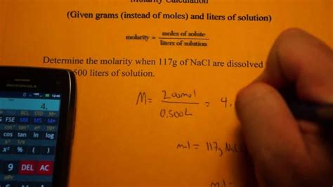 Calculating Molarity Given Grams And Liters YouTube