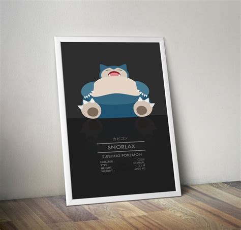 Snorlax Pokemon Poster Pokemon Decor Pokemon Wall Art Pokemon Etsy