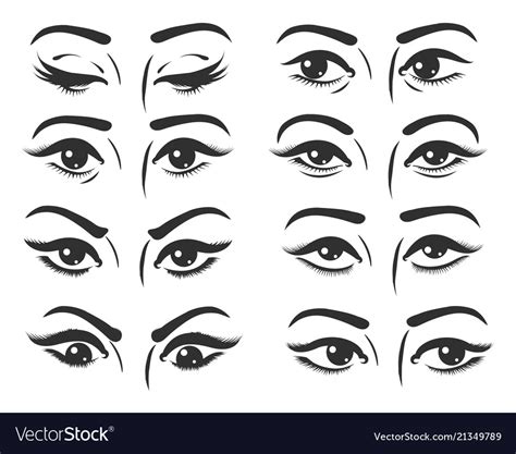 Female eyes expressions set Royalty Free Vector Image