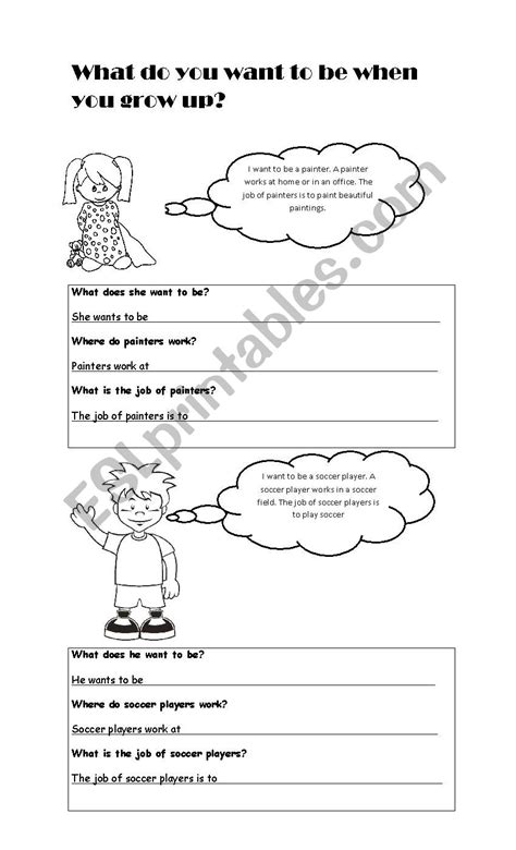 What Do You Want To Be When You Grow Up Esl Worksheet By Tamaraguilera