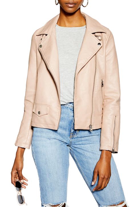 Topshop Lucky Faux Leather Biker Jacket Lyst