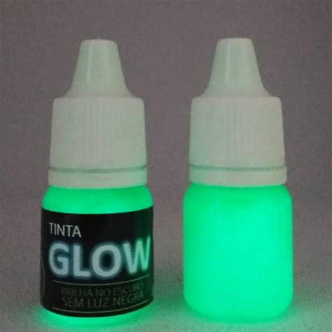 Tinta Glow Ml C Aplicador Brilha No Escuro Sem Luz Negra Verde Neon