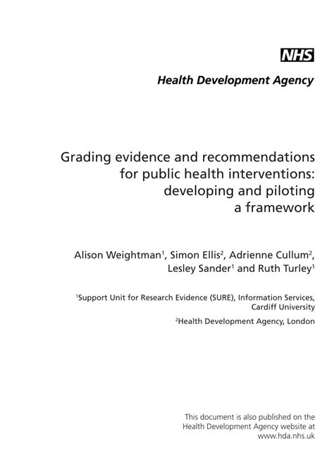 Pdf Grading Evidence And Recommendations For Public Health