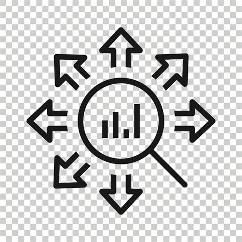 Market Trend Icon In Flat Style Growth Arrow With Magnifier Vector Illustration On White