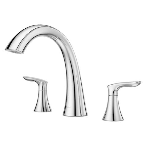 Pfister Weller Polished Chrome 2 Handle Deck Mount Roman High Arc Bathtub Faucet In The Bathtub