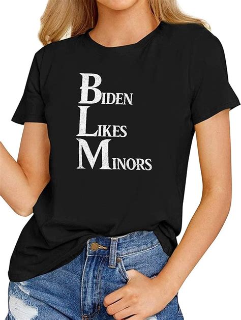 Damen BLM T Shirt BLM Biden Likes Minors 2020 Wahl Rundhals Kurzarm