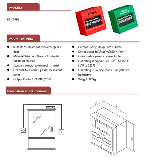 Ds K Peb Hikvision Emergency Break Glass Green Safeandsound