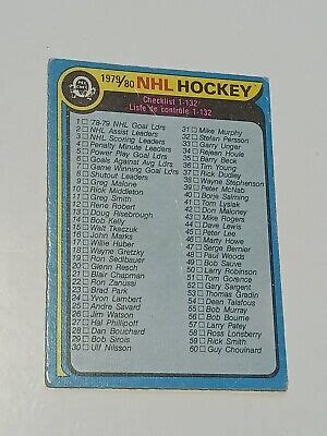 O Pee Chee Opc Checklist Gretzky Unmarked Ebay