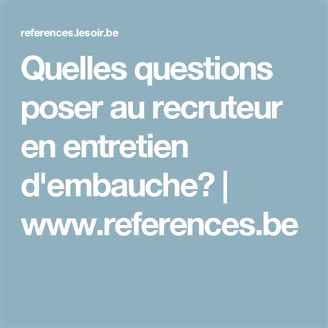 Quels Questions Poser À Un Recruteur Modè