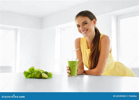 Healthy Meal Woman Drinking Detox Smoothie Lifestyle Food Dr Stock