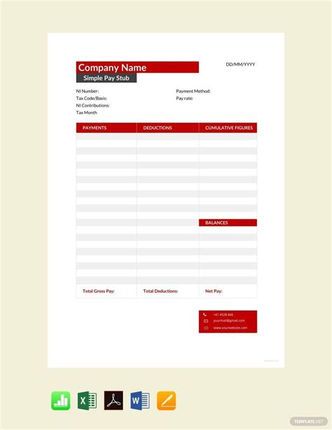 FREE Pay Stub Sheet Excel - Template Download | Template.net