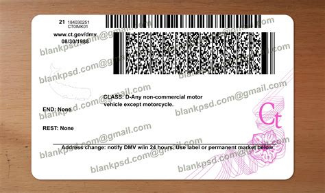 Connecticut Drivers License Template New V2 - Blank PSD