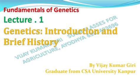 Lecture 1 Fundamentals Of Genetic Youtube