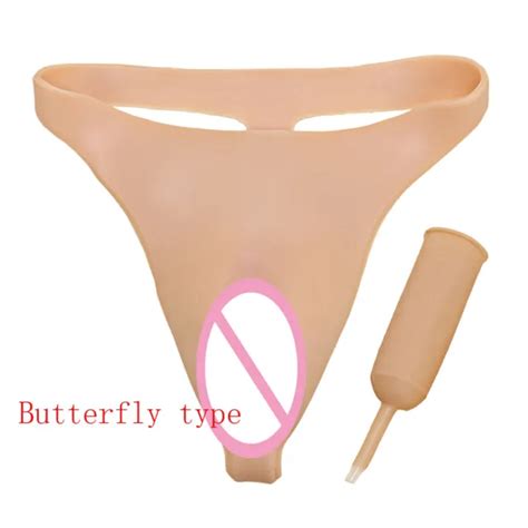 T BACK SILICONE CAMEL Toe Thong Gaff Panty Catheter Fake Vagina