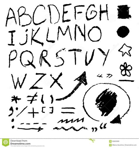 Alphabet De Dessin De Main De Craie Illustration De Vecteur