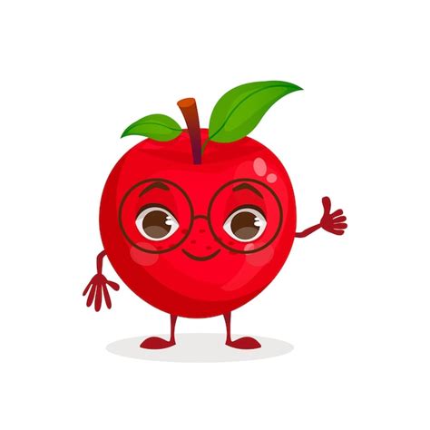 Premium Vector Cartoon Vector Character Fruit Apple Fruit With Face