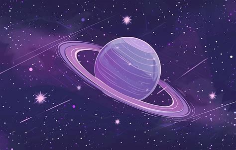 Premium Vector | A purple saturn with stars in the background