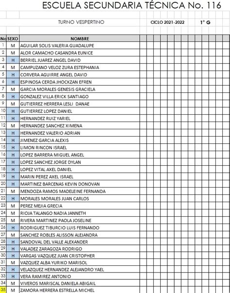 Secundaria Técnica 116 Turno Vespertino Listas Actualizadas De Primer