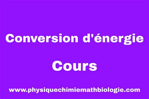 Cours Conversion D énergie Pdf