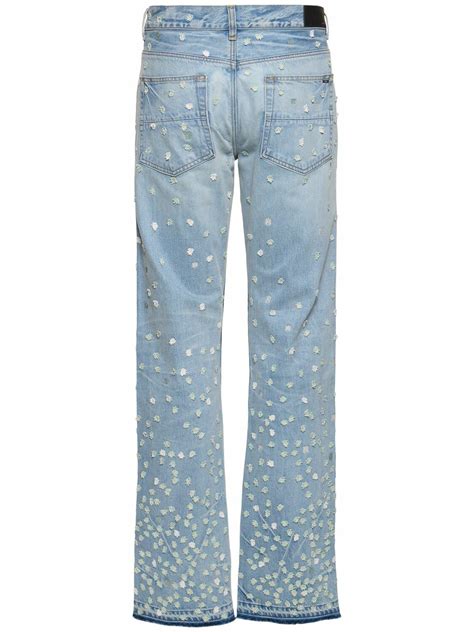 Amiri Floral Embellished Straight Denim Jeans Amiri