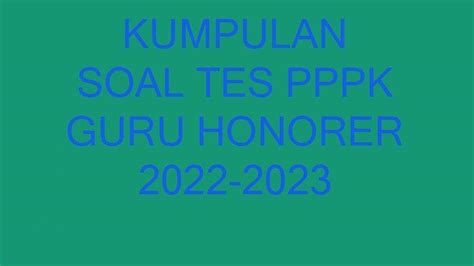 Contoh Soal Soal Tes Seleksi PPPK Guru SD Yang Sering Keluar Lengkap