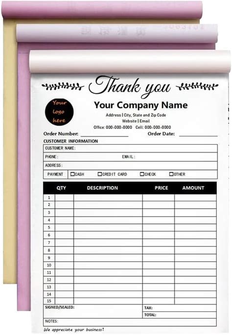 Custom Invoice Book For Small Business Receipt Book With Carbon Copies