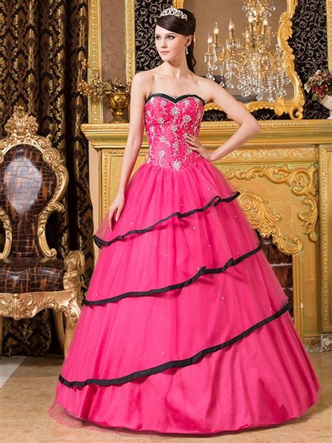 Vestidos De Anos Fucsia Negro Dos Tonos Quinceanera Del Vestido De