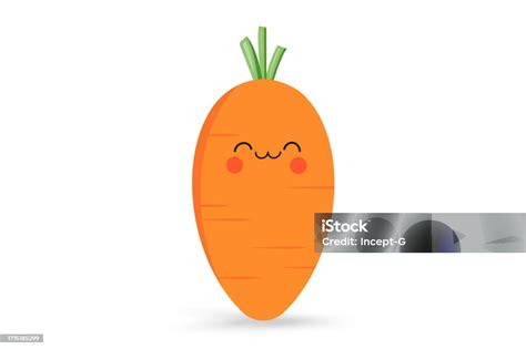 A Cute Cartoon Carrot Symbol Icon Isolated On White Background Vector