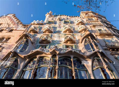 Barcelona Spain FEB 10 2022 Exterior Of The Casa Battlo Gaudi