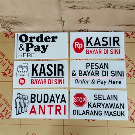 Jual Cod Gratis Ongkir Label Akrilik Kasir Budaya Antri Pesan Bayar