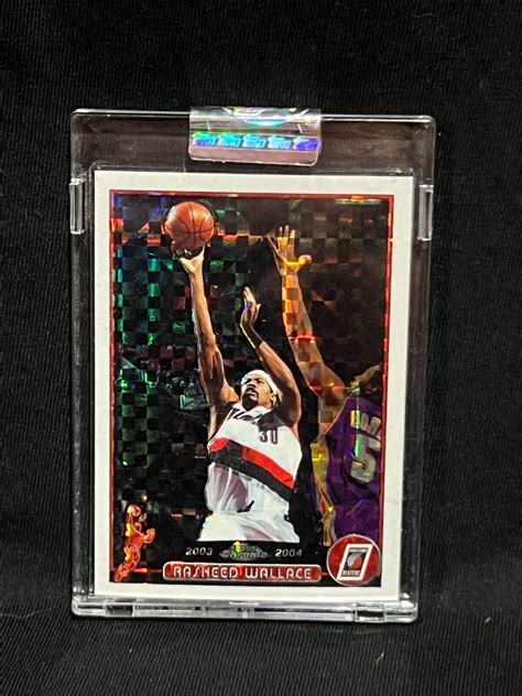 RASHEED WALLACE TRAIL BLAZERS 2003 04 TOPPS CHROME X FRACTOR ENCASED