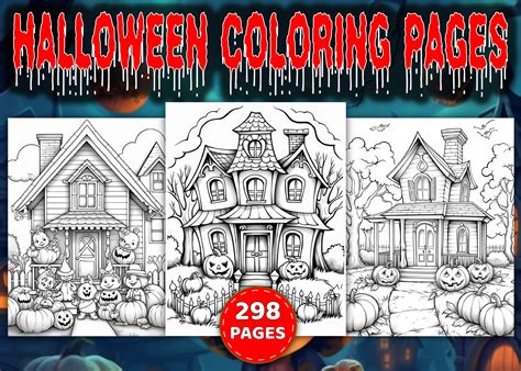 298 Halloween House Coloring Pages Graphic by Simran Store · Creative ...