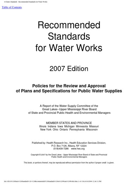 Recommended Standards For Water Works | PDF | Water Purification ...