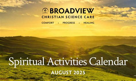 August 2025 Spiritual Activities Calendar Broadview Christian Science