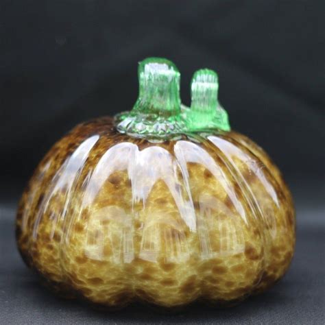 Vintage Blown Glass Pumpkin Gourd Gold Green Orange Murano Etsy Canada Glass Pumpkins