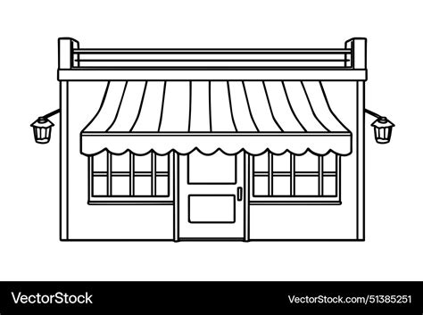 Storefront Line Design Hand Drawn Shop Art Vector Image