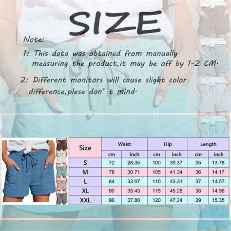 Womens Linen Shorts Elastic Waist Bermuda Shorts Solid Color High