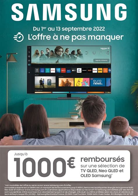 Offre de remboursement Samsung TV QLED Neo QLED Oled jusqu à 1 000