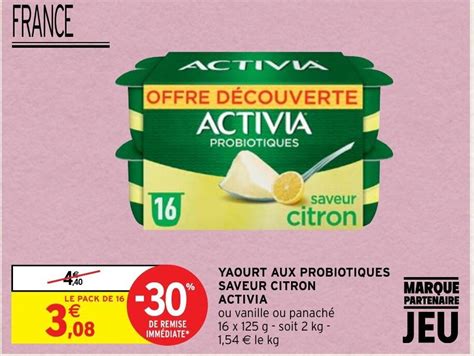 Promo Yaourt AUx Probiotiques saveur Citron Activia chez Intermarché Hyper