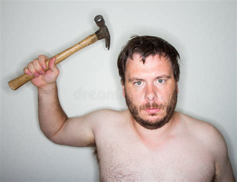 Man Ready To Use The Hammer Stock Image Image Of Emotion Hammer