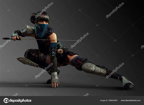 Mercenary Ninja Woman Fighting Pose Katana — Stock Photo © Ravven ...