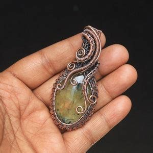 Amazing Prehnite Cabochon Copper Wire Jewelry Prehnite Gemstone Wire