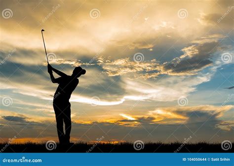 Silhouette Golfer Playing Golf at Beautiful Sunset Stock Photo - Image of player, play: 104050644