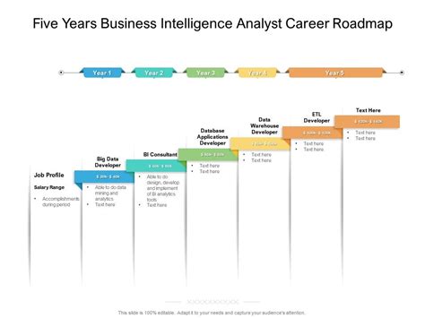 Five Years Business Intelligence Analyst Career Roadmap Presentation