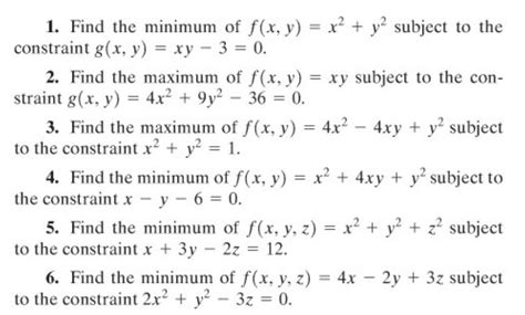 Solved 1 Find The Minimum Of F X Y X2 Y2 Subject To The