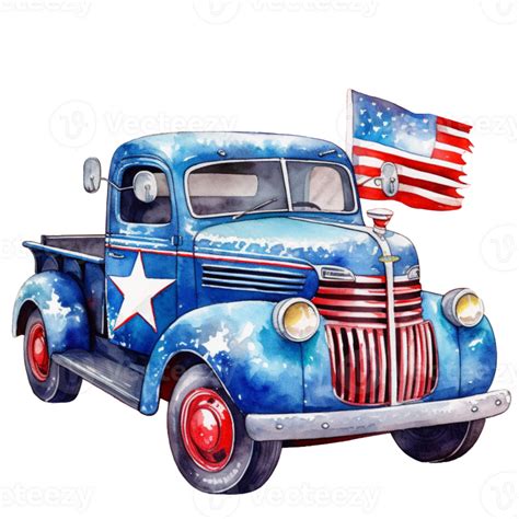 Vintage 4th Of July Truck Sublimation Patriotic Clipart 24170718 Png