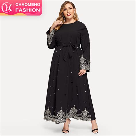 Muslim Dubai Abaya Dress For Women Black Lace Plus Size Dresses Skirts